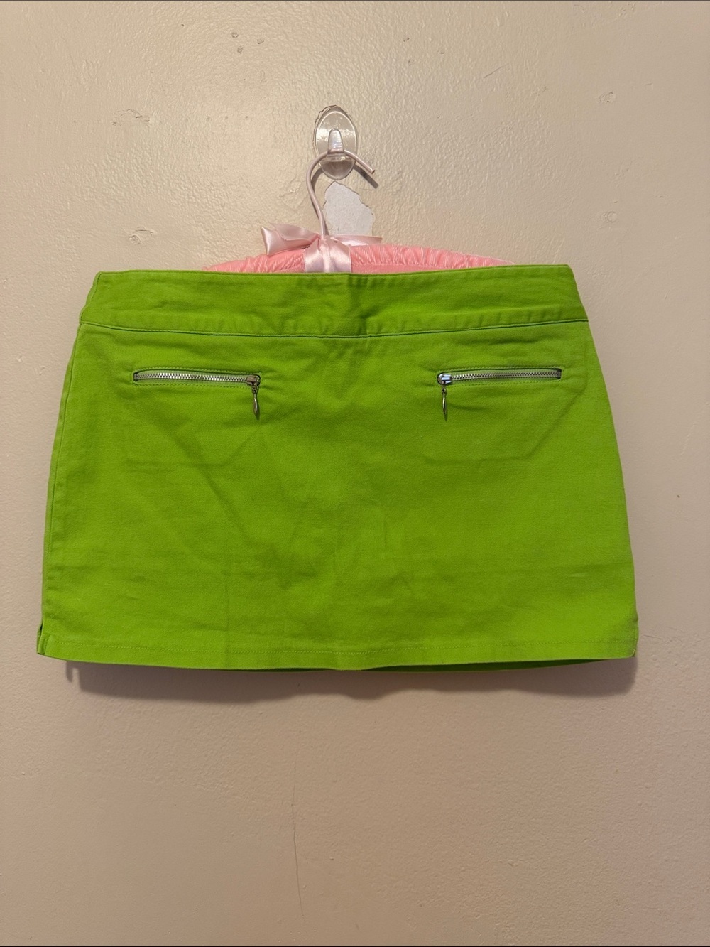 No Boundaries Lime Green Mini Skirt with Silver Zippers